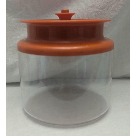 1970s Tupperware Canister Orange Tan Vintage Kitchen Storage Pop Top Tupperware - Picture 7 of 14